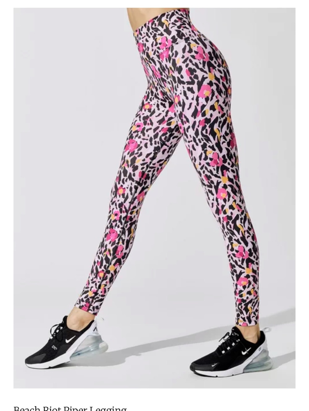Beach Riot Sport Piper Leopard Floral Leggings + Pink Bra Set- Small/Medium